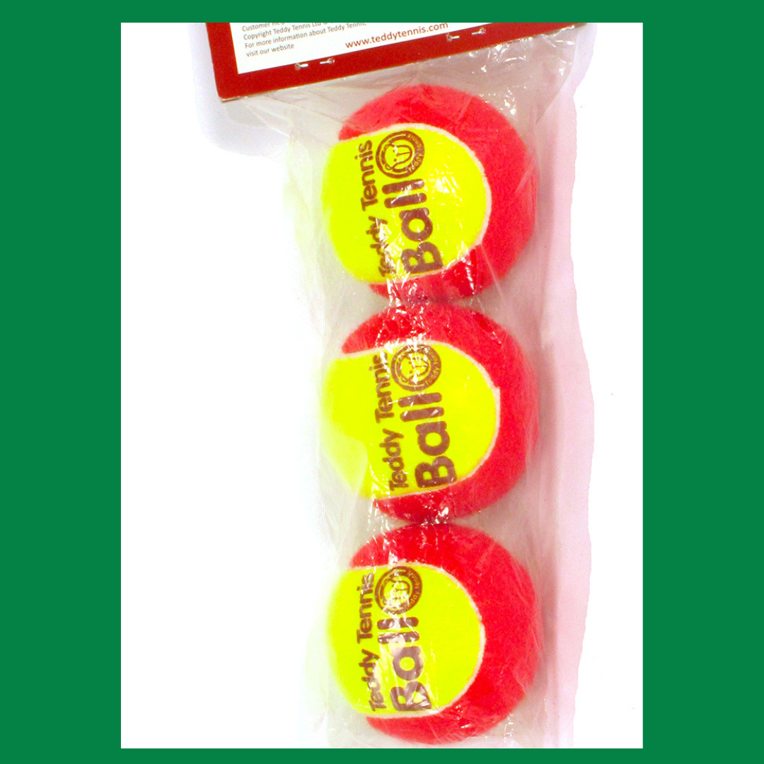 Teddy Tennis Balls, for 2 to 5 year olds, set of three