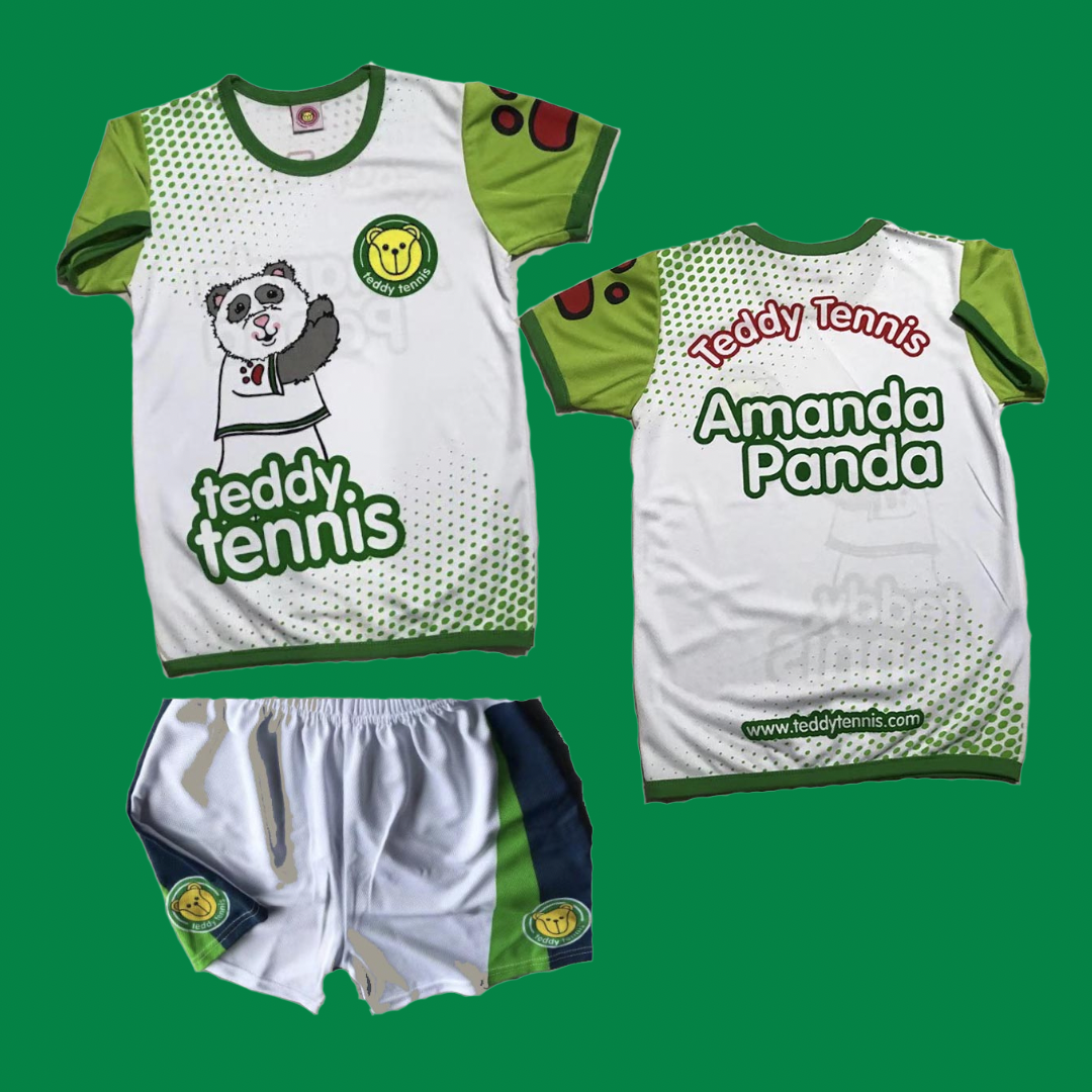 Tennis Shirt & Shorts, 3-4 years,  Amanda Panda design